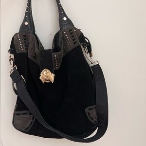 Tosca Blu Black and Grey Suede Bag